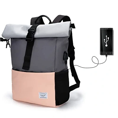 Abbildung von MoFut Rucksack Damen Groß Herren Schulrucksack viele Fächer mit 15,6&quot; Laptopfach, Unisex Rolltop Wasserdicht, Lässiger Backpack Schule Freizeit Uni Arbeit Wandern.