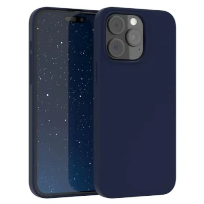 Abbildung von EAZY CASE Premium Silikon Handyhülle kompatibel mit iPhone 15 Pro Max Slimcover Kameraschutz und Innenfutter, Silikonhülle, Schutzhülle, Bumper, Handy Case, Hülle, Softcase, Nacht Blau