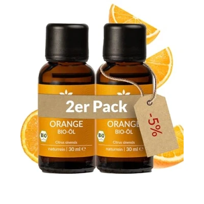 Abbildung von Heldengrün® BIO Orangenöl [100% NATURREIN] Kaltgepresst aus echten Orangen zum Verzehr Ätherisches Öl Orange Duftöl Oil 2 x 30 ml