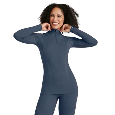Abbildung von FALKE Damen Baselayer Shirt Wool Tech. Funktionsmaterial Wolle Schnelltrocknend Warm 1 Stück, Blau (Capitain 6751), L