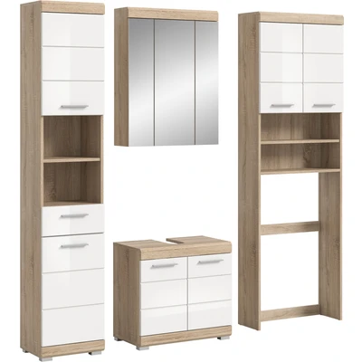 Abbildung von INOSIGN Badmöbel Set Siena, 4 teilig, bestehend aus:, (Set), Hochschrank, WBU, Spiegelschrank, Waschmaschinenumbauschrank