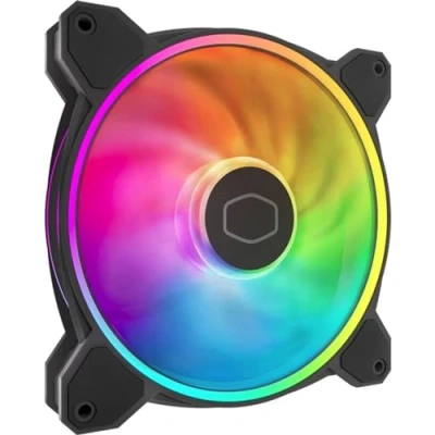 Abbildung von Cooler Master MasterFan MF140 Halo² Lüfter, Duo Ring ARGB Gen 2 LED Ringe, 120 mm 1600 U/min dynamisches PWM, Flüssigkeits und Luftkühler (MFL B4DN 16NP2), 16NP2) Lack