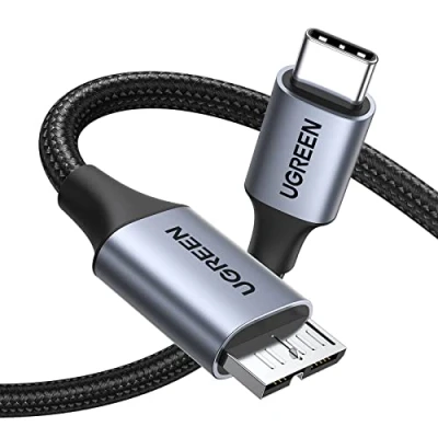 Abbildung von UGREEN 10 Gbps Micro B auf USB C Kabel Nylon Typ 3.1 Externe Festplatte Kompatibel mit 3.0 Festplattengehäuse (0.5M)