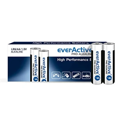 Abbildung von everActive AA Batterien 10er Pack, Pro Alkaline, Mignon LR6 R6 1.5V, höchster Leistung, 10 Jahre Haltbarkeit, Stück