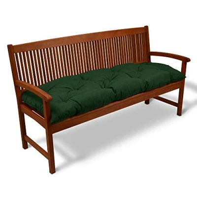 Abbildung von Beautissu Bankauflage Flair BK Sitzkissen für Gartenbank Polster Auflage Outdoor Bankpolster Sitzbank &amp; Hollywoodschaukel ca. 150x50x10 cm Dunkelgrün
