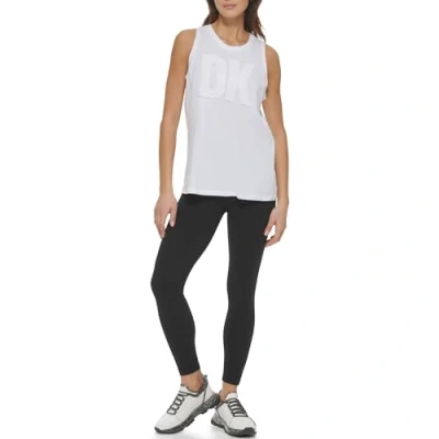 Abbildung von DKNY Women&#039;s Exploded Applique Logo Longline Tank Yoga Shirt, White, Large