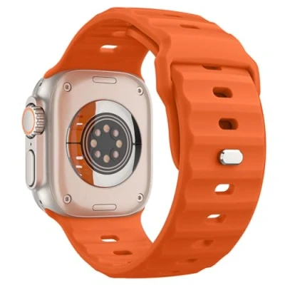 Abbildung von MoKo Ozean Armbänder Kompatibel mit Apple Watch Ultra2 Armband 49mm 46mm 45mm 44mm 42mm für Herren Damen,Wasserdicht Silikon Sport iWatch Serie 10 9 8 7 6 5 4 3 SE Ultra 2,Orange