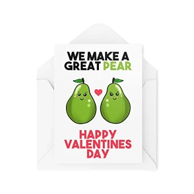 Abbildung von Tongue in Peach Lustige Valentinstagskarten, We Make A Great Pear Karte, Valentinskarten für Ihn, Karten Sie, Witz, Komödie Humor, Witz Banter, CBH274