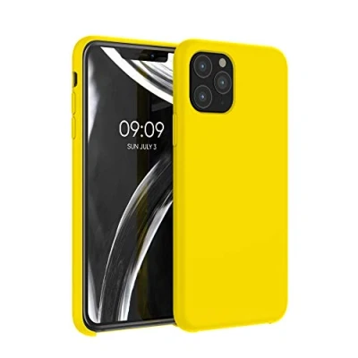Abbildung von kwmobile Hülle kompatibel mit Apple iPhone 11 Pro Silikon Handy Case Handyhülle weiche Oberfläche kabelloses Laden Strahlend Gelb