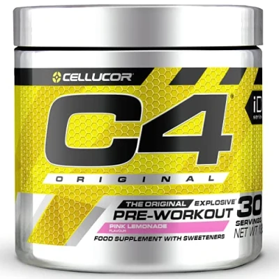 Abbildung von C4 Original Pre Workout Booster Getränkepulver für Energy Drink 150 mg Koffein + Beta Alanin Kreatin Monohydrat (Pinke Limonade, 30 Portionen)