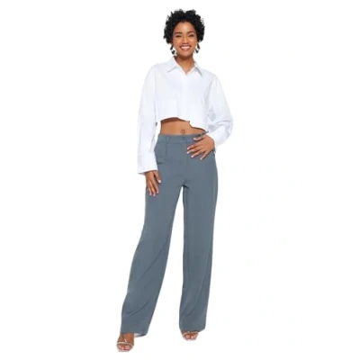 Abbildung von Trendyol Damen Gerade Weites Bein Normale Taille Hose Pants, Indigo, 36 EU
