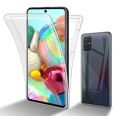 Abbildung von Cadorabo Hülle kompatibel mit Samsung Galaxy A51 4G / M40s Schutzhülle TPU Silikon Case 360 Slim Kratzfest Weiche Gummi Rundumschutz für in Transparent