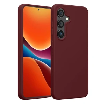 Abbildung von kwmobile Hülle kompatibel mit Samsung Galaxy S25 Plus Silikon Handy Case Handyhülle weiche Oberfläche kabelloses Laden Bordeaux Violett