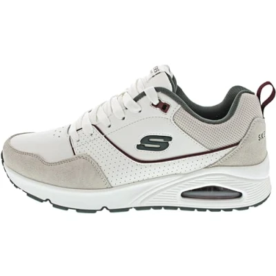 Abbildung von Skechers Herren UNO Retro One Sneaker, White Duraleather Suede Green Mesh Burg, 39.5 EU