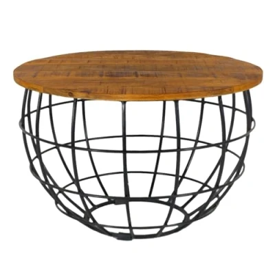 Abbildung von Amago home Couchtisch rund ø55/60/65/75cm Beistelltisch Industrie Style Metall Gestell Farbe Lexington ø 55cm schwarz/Bassano