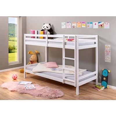Abbildung von Inter Link Etagenbett Hochbett Jugendbett Stockbett Kinderbett Kiefer massivholz Weiß ohne Lattenrost 90 x 200 cm Small Cloud