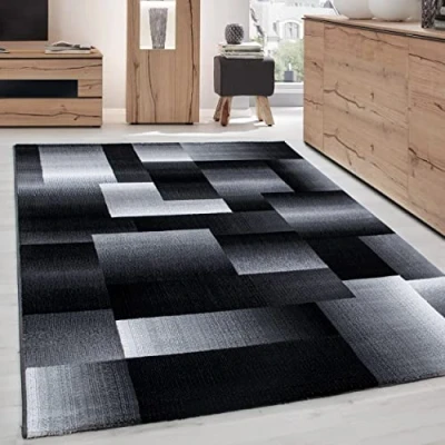 Abbildung von Designteppich Abstrakt Kariert Design, Carpettex, Läufer, Höhe: 12 mm, Kurzflor Teppich Wohnzimmer Design Pflegeleicht