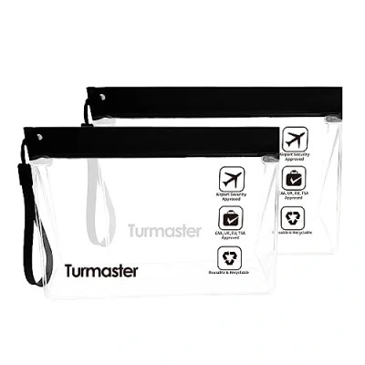 Abbildung von Turmaster 2 Packen Flughafen zugelassener durchsichtiger Kulturbeutel, auslaufsichere Flughafensicherheit zugelassene Flüssigkeitsbeutel 20 * 14.5 5cm, wasserdichte Reisekulturbeutel, Schwarz