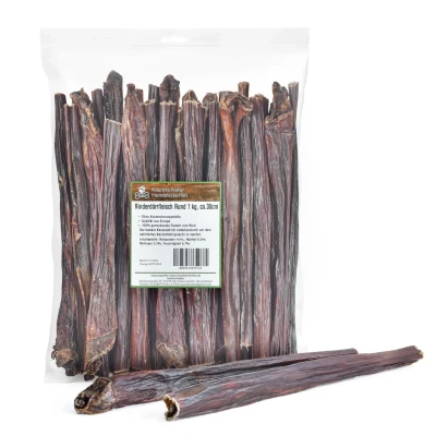 Abbildung von Kaureks Natur Hundeleckerlies Rinderdörrfleisch Rund 1 kg, ca. 30cm