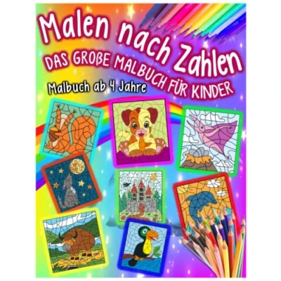 Abbildung von Malen nach Zahlen Buch ab 4 Jahre, mädchen Geschenke, Malbuch, malbuch für Kinder, lesen und lernen, Kindergarten, Vorschule Schulanfang, Mathe Malblock, 4, geschenk