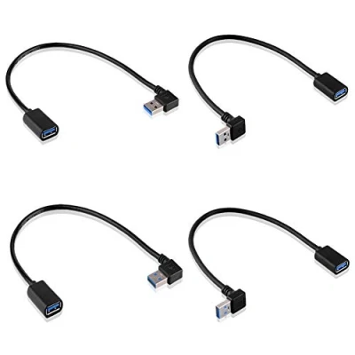 Abbildung von S SIENOC 4 x USB 3.0 Modell L/T Winkel Adapter 90 Grad A Stecker zu Buchse kompatibel mit Allen Kabeln optimale Kabelführung (A Buchse)…