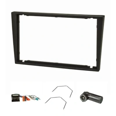 Abbildung von tomzz Audio 2439 012 Doppel DIN Radioblende Set kompatibel mit Opel Corsa C Combo Vectra Meriva schwarz Quadlock ISO Fakra Antennen Phantom Adapter Entriegelungsbügel