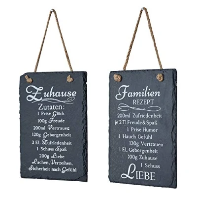 Abbildung von Levandeo® Wandbild, 2er Set Wandbilder Sprüche 15x20cm Rezept Schilder Familie