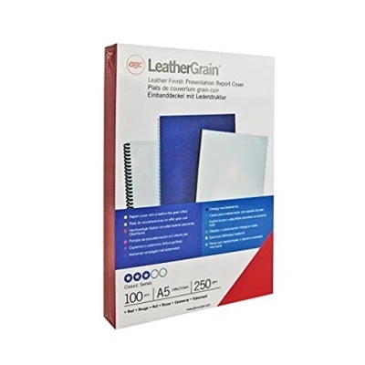 Abbildung von GBC CN040030 Einbanddeckel LeatherGrain Retail Pack, A4, Karton, 250 g/qm, 25 Stück, rot