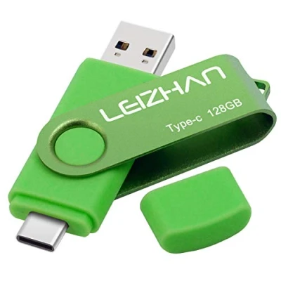 Abbildung von LEIZHAN USB Stick Type C Memory 128GB Flash Drive OTG(On The Go) 2 in 1 Speicherstic for Smart Phone and MacBook (128GB, Grün)