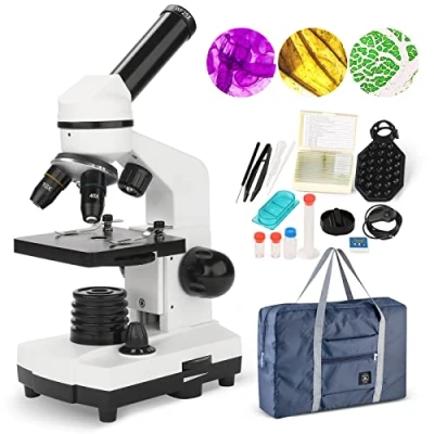 Abbildung von Mikroskop für Kinder Erwachsene 100X 1000X mit Objektträger Set, Dual LED Beleuchtung,Professionelle Microscope Schullabor Zuhause Biologische Bildung
