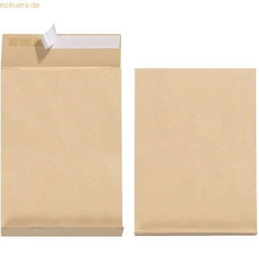 Abbildung von 100 x Herlitz Faltentasche B4 Haftklebung braun 130g/qm 4cm Falte