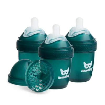 Abbildung von Herobility Double Anti Colic Baby Bottles 5 fl oz/140ml 3 Pack Dark Green