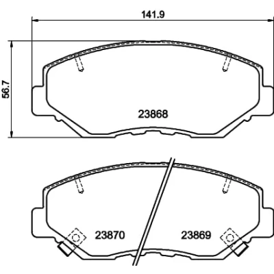 Abbildung von HELLA 8DB 355 010 231 Bremsbelagsatz mit akustischer Verschleißwarnung HONDA: CR V 4, CIVIC 10 Schragheck, Accord 7 Limousine