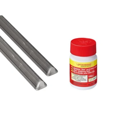 Abbildung von ROTHENBERGER Industrial Set mit 2 Packungen bleifreies Stangenlötzinn 100g ROLOT 611 Lötzinn Schmelztemperatur: 199C Ø/Länge: ca. 6,7 x 300 mm 1 Stab Lötwasser 100 ml