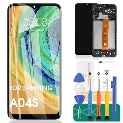 Abbildung von SRJTEK Ersatz für Samsung Galaxy A04s LCD Bildschirm SM A047F A047F/DS Display A047F/DSN Touchscreen Digitizer Montage Reparaturteile 16,5 cm (6,5 Zoll) (schwarz mit Rahmen)