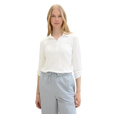 Abbildung von TOM TAILOR Damen Longsleeve Poloshirt, 10315 Whisper White, XL