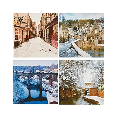 Abbildung von UK Greetings Weihnachtskarten für Ihn/sie/Freund, 4 verschneite Designs, 16 Stück