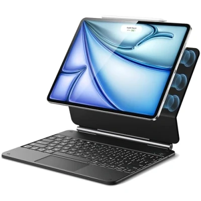 Abbildung von ESR Magnetische Keyboard Hülle, iPad Tastatur für Air 13&quot; (M2 2024), Pro 12.9 2022/2021, Freischwebendes Ständer Design, hintergrundbeleuchtete Tasten, Multi Touch Trackpad, Schwarz