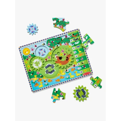 Abbildung von Melissa &amp; Doug Tierjagd Puzzle aus Holz mit drehenden Zahnrädern 24 Teile