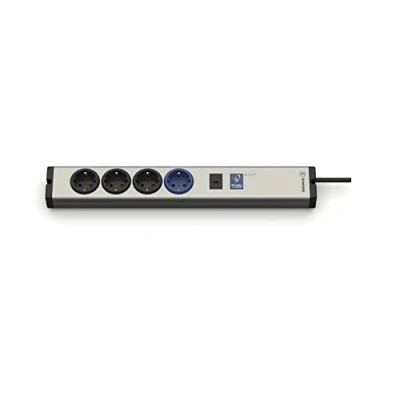 Abbildung von EHMANN Aluminium Steckdosenleiste 0616x0g048001 Master/Slave pro, 4fach, 1x USB C 18W, 1,5m Zuleitung