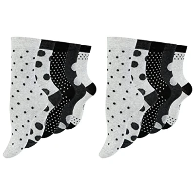 Abbildung von Paolo Renzo Langsocken Frauen Casual Socken gepunktet oder geringelt (10 Paar) Atmungsaktive Damen gemustert aus hochwertiger Baumwolle