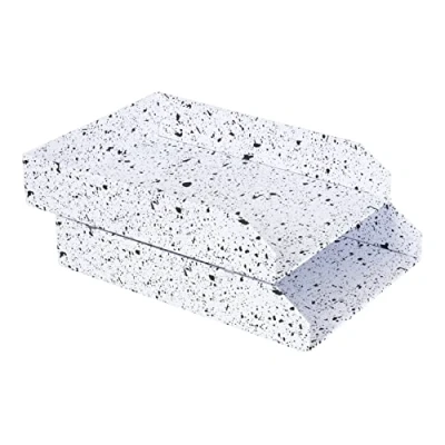 Abbildung von Bigso Box of Sweden Hakan 2er Set Briefablage für den Schreibtisch stapelbare Ablagefächer Briefe, Dokumente usw, Ordnungssystem aus Faserplatte mit Papier schwarz gesprenkelt