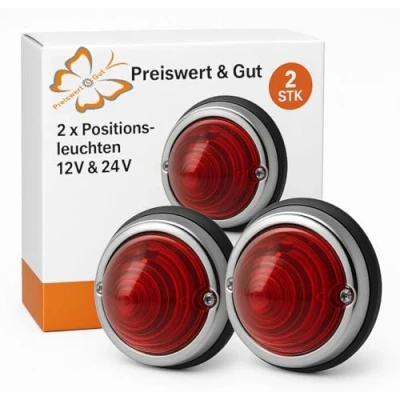 Abbildung von Preiswert&amp;Gut 2 Positionsleuchte ohne Birne Begrenzungsleuchten Rot PKW Anhänger Positionslicht