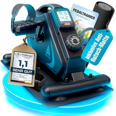 Abbildung von Gelenkschonender Pedaltrainer für Senioren [TESTSIEGER] Zuhause Beintrainer Mini Heimtrainer Deskbike Tischfahrrad Schreibtisch Fahrrad im sitzen