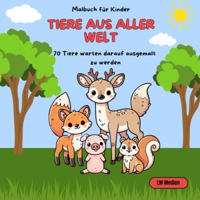 Abbildung von Einfaches Kindermalbuch Tiere aus aller Welt: 70 warten darauf ausgemalt zu werden