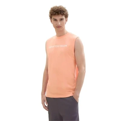 Abbildung von TOM Tailor Denim TANK MIT Logoprint Top, Herren, Größe: Small, Clear coral