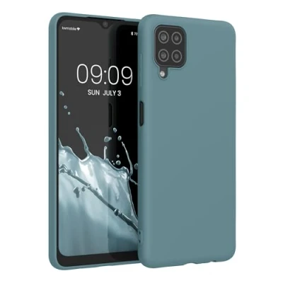 Abbildung von kwmobile Hülle kompatibel mit Samsung Galaxy A12 weiches TPU Silikon Case Cover geeignet für kabelloses Laden Antique Stone