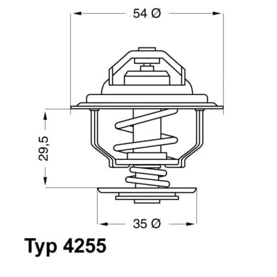Abbildung von WAHLER 4255.87D Kühlwasserthermostat 87 mit Dichtung OPEL: Ascona B Limousine, Manta Rekord E1 Limousine