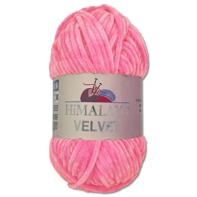 Abbildung von Wohnkult Himalaya 100 g Velvet Dolphin Wolle 40 Farben zur Auswahl Chenille Strickgarn Flauschgarn Glanz Accessoire Kleidung Decken (90009 Pink)