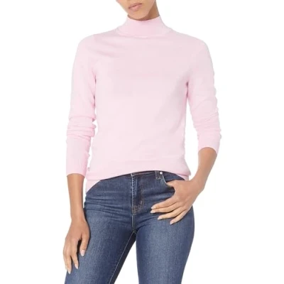 Abbildung von Amazon Essentials Damen Leichter Pullover mit Stehkragen (in Übergröße erhältlich), Hellrosa, XL